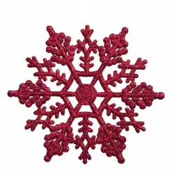 Clearance 24ct Berry Pink Glitter Snowflake Christmas Ornaments 4" (100mm) Icicles|Snowflakes