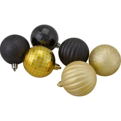 Hot 100ct Black and Gold Shatterproof 3-Finish Christmas Ball Ornaments 2.5" (60mm) Shatterproof Balls|Ball Ornaments
