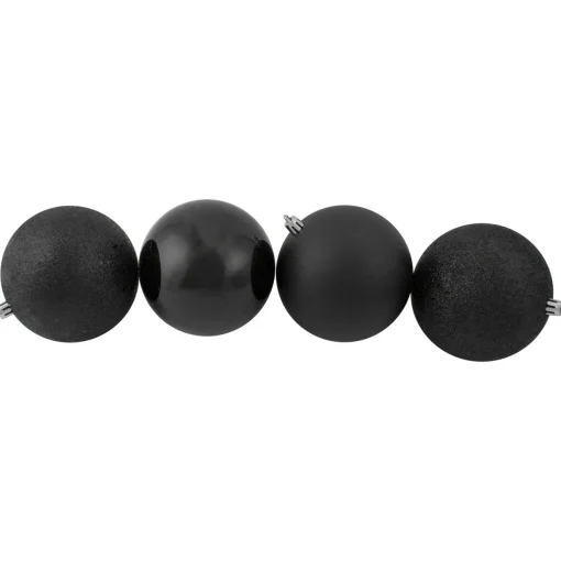 Online 12ct Black Shatterproof 4-Finish Christmas Ball Ornaments 4" (100mm) Shatterproof Balls|Ball Ornaments