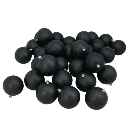 Online 32ct Black Shatterproof Matte Christmas Ball Ornaments 3.25" (80mm) Shatterproof Balls|Ball Ornaments