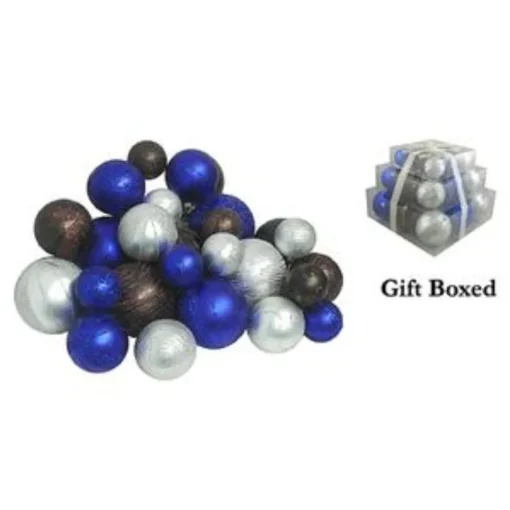 Discount 27ct Blue and Brown Shatterproof Matte Christmas Ball Ornaments 4" (100mm) Shatterproof Balls|Ball Ornaments