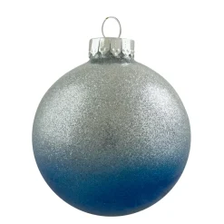 Best 4ct Blue and Silver Glittered Glass Christmas Ornament Ball Set 2.75