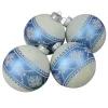 Best 4ct Blue and White Nordic Fair Isle Glass Ball Christmas Ornaments 4-Inch Glass|Ball Ornaments