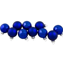 Online 10ct Blue 2-Finish Glass Christmas Ball Ornaments 1.75" (40mm) Glass|Ball Ornaments
