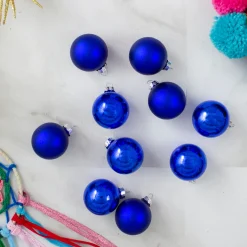 Online 10ct Blue 2-Finish Glass Christmas Ball Ornaments 1.75" (40mm) Glass|Ball Ornaments