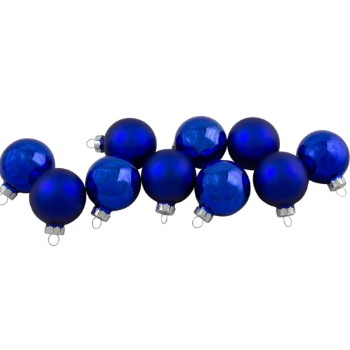 Online 10ct Blue 2-Finish Glass Christmas Ball Ornaments 1.75" (40mm) Glass|Ball Ornaments