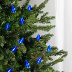 25ct Blue LED C7 Christmas Lights - 17ft Green Wire C7 & C9 Lights