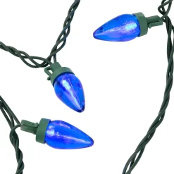 25ct Blue LED C7 Christmas Lights - 17ft Green Wire C7 & C9 Lights