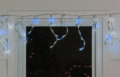 Hot 100ct Blue LED Wide Angle Icicle Christmas Lights, 5.5 ft White Wire Icicles