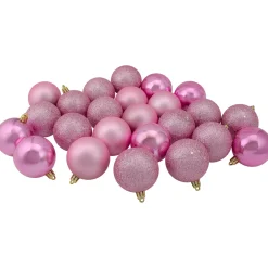 60ct Bubblegum Pink Shatterproof 4-Finish Christmas Ball Ornaments 2.5" (60mm) Shatterproof Balls|Ball Ornaments
