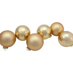 Discount 6ct Champagne Gold 2-Finish Glass Ball Christmas Ornament Set 3.25