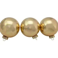 Discount 6ct Champagne Gold 2-Finish Glass Ball Christmas Ornament Set 3.25