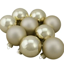 Online 9ct Champagne Gold 2-Finish Glass Christmas Ball Ornaments 2.5" (65mm) Glass