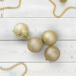 New 32ct Champagne Gold Shatterproof 4-Finish Christmas Ball Ornaments 3.25" (80mm) Shatterproof Balls|Ball Ornaments