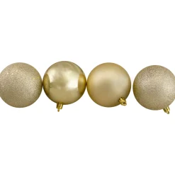New 32ct Champagne Gold Shatterproof 4-Finish Christmas Ball Ornaments 3.25