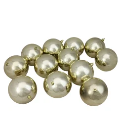 Best 12ct Champagne Gold Shatterproof Shiny Christmas Ball Ornaments 4" (100mm) Shatterproof Balls|Ball Ornaments