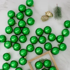 Discount 60ct Christmas Green Shatterproof Shiny Christmas Ball Ornaments 2.5" (60mm) Shatterproof Balls|Ball Ornaments
