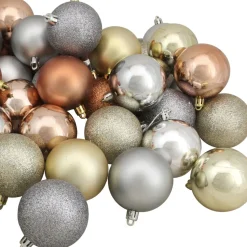 New 60ct Earth Tone Shatterproof 3-Finish Christmas Ball Ornaments 2.5