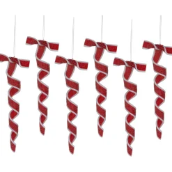 Clearance 6ct Frosted Red and White Candy Twist Christmas Ornaments 9" Food & Beverage