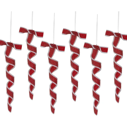 Clearance 6ct Frosted Red and White Candy Twist Christmas Ornaments 9" Food & Beverage