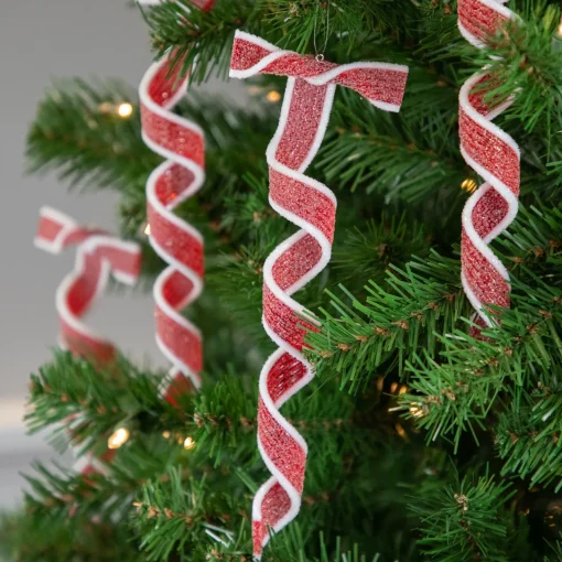 Clearance 6ct Frosted Red and White Candy Twist Christmas Ornaments 9" Food & Beverage