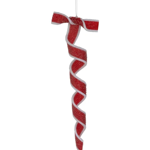 Clearance 6ct Frosted Red and White Candy Twist Christmas Ornaments 9" Food & Beverage