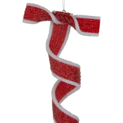 Clearance 6ct Frosted Red and White Candy Twist Christmas Ornaments 9