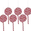 New 6ct Frosted Red and White Lollipop Christmas Ornaments 6" Food & Beverage