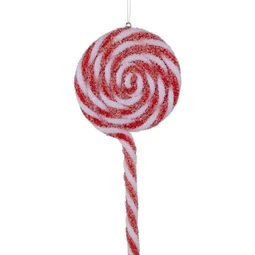 New 6ct Frosted Red and White Lollipop Christmas Ornaments 6" Food & Beverage