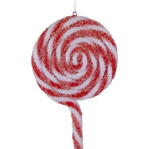 New 6ct Frosted Red and White Lollipop Christmas Ornaments 6" Food & Beverage