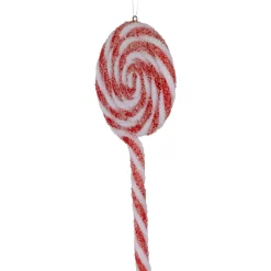 New 6ct Frosted Red and White Lollipop Christmas Ornaments 6