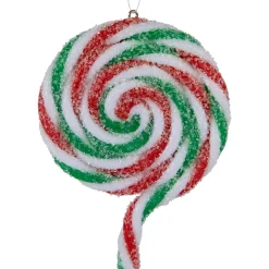 6ct Frosted White, Green and Red Lollipop Christmas Ornaments 7