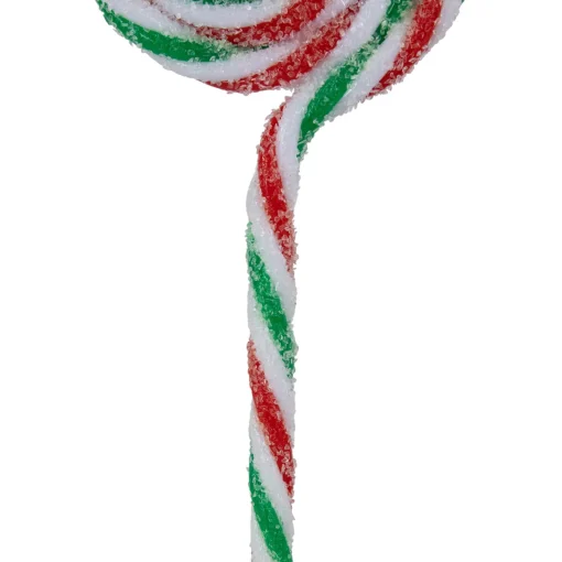 6ct Frosted White, Green and Red Lollipop Christmas Ornaments 7" Food & Beverage