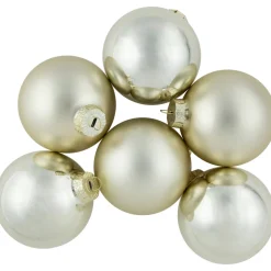 Outlet 6ct Gold 2-Finish Glass Ball Christmas Ornaments 3.25" (80mm) Glass|Ball Ornaments