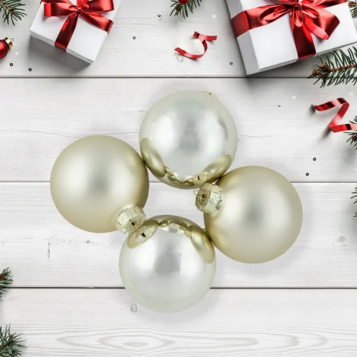 Outlet 6ct Gold 2-Finish Glass Ball Christmas Ornaments 3.25" (80mm) Glass|Ball Ornaments