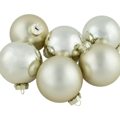 Outlet 6ct Gold 2-Finish Glass Ball Christmas Ornaments 3.25