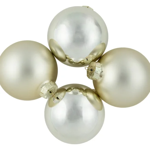 Outlet 6ct Gold 2-Finish Glass Ball Christmas Ornaments 3.25" (80mm) Glass|Ball Ornaments