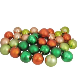 New 32ct Green and Orange Shatterproof 2-Finish Christmas Ball Ornaments 3.25" (80mm) Shatterproof Balls|Ball Ornaments