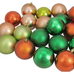 New 32ct Green and Orange Shatterproof 2-Finish Christmas Ball Ornaments 3.25" (80mm) Shatterproof Balls|Ball Ornaments
