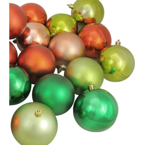 New 32ct Green and Orange Shatterproof 2-Finish Christmas Ball Ornaments 3.25" (80mm) Shatterproof Balls|Ball Ornaments