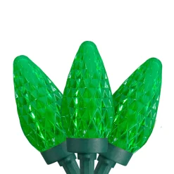 Discount 50ct Green LED Faceted C9 Christmas Light Set, 20.25ft Green Wire C7 & C9 Lights