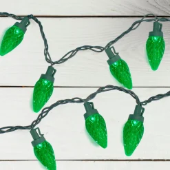 Discount 50ct Green LED Faceted C9 Christmas Light Set, 20.25ft Green Wire C7 & C9 Lights