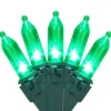 Online 50ct Green LED Mini Christmas Lights, 16.25ft Green Wire Led