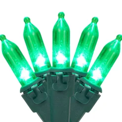 Online 50ct Green LED Mini Christmas Lights, 16.25ft Green Wire Led