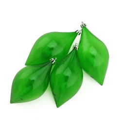 Outlet 4ct Green Teardrop Shatterproof Transparent Christmas Finial Ornaments 5.25" Shatterproof Balls|Ball Ornaments