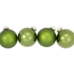New 6ct Kiwi Green 2-Finish Glass Christmas Ball Ornaments 3.25