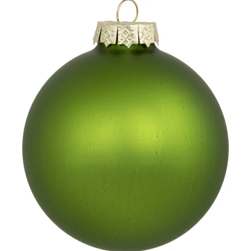 New 6ct Kiwi Green 2-Finish Glass Christmas Ball Ornaments 3.25" (80mm) Glass|Ball Ornaments