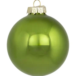New 6ct Kiwi Green 2-Finish Glass Christmas Ball Ornaments 3.25