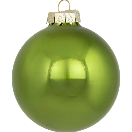New 6ct Kiwi Green 2-Finish Glass Christmas Ball Ornaments 3.25" (80mm) Glass|Ball Ornaments