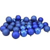 Discount 32ct Lavish Blue Shatterproof 4-Finish Christmas Ball Ornaments 3.25" (80mm) Shatterproof Balls|Ball Ornaments